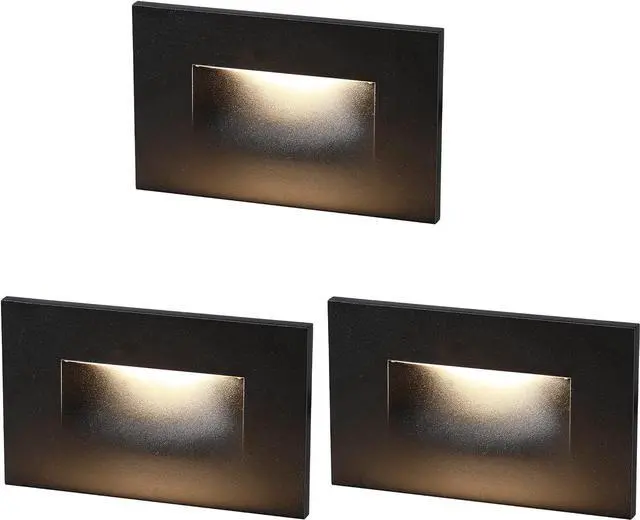 Main image of CLOUDY BAY 120V Dimmable LED Indoor Outdoor Step Light,3000K Warm White,Stair Light,Pack of 3,Metal Black