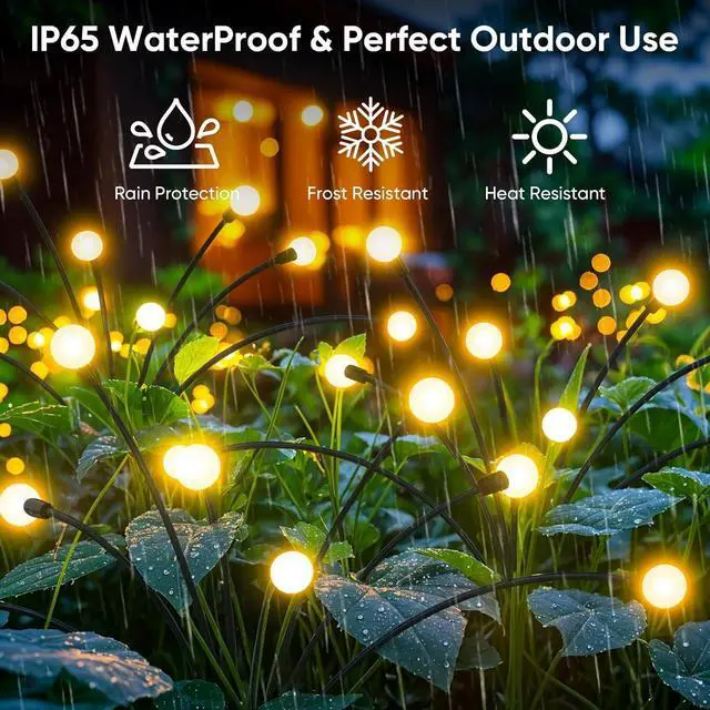 Alt view image 3 of 7 - Solar Lights Outdoor Waterproof: 8 Pack 64 LED Firefly Garden Solar Powered Lamps - Bright Outside Pathway Lighting Modern Yard Patio Decorations - 2025 Unique Design Sway by Wind & Dancing