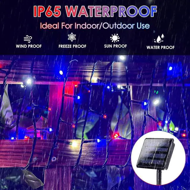 Alt view image 5 of 7 - 4th of July Decorations Outdoor, 4pk Red White and Blue Solar String Lights, 400LED 132FT LED Patriotic Light Waterproof, Solar Fairy Twinkle Light for Independence Day Yard Garden Tree Decorations