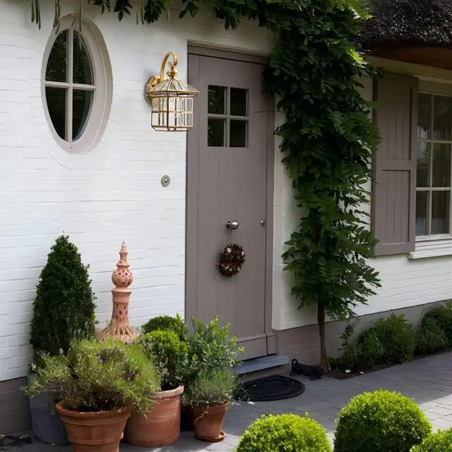 Alt view image 2 of 7 - Milaii Copper Brass Outdoor Wall Lights,13.4" Exterior Lantern Light Fixture Waterproof Anti-Rust Wall Mount Lamp with Clear Glass E26 Socket Porch Light for Garage Entryway Patio Balcony