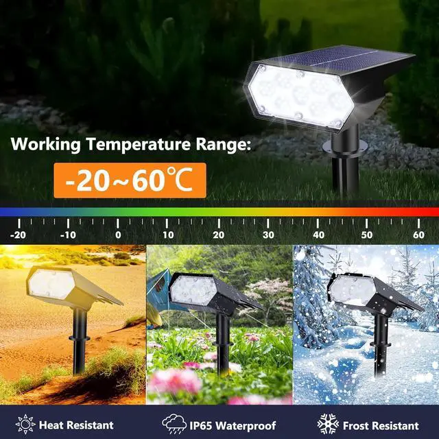 Alt view image 2 of 7 - Solar Spot Light Outdoor, 49 LED Lights for Outside, 2 Modes Solar Powered Spotlights, Waterproof Pathway Light for Garden Yard Walkway Driveway Landscape Decorations (4 Pack-Cool White)