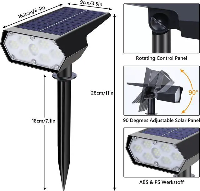 Alt view image 7 of 7 - Solar Spot Light Outdoor, 49 LED Lights for Outside, 2 Modes Solar Powered Spotlights, Waterproof Pathway Light for Garden Yard Walkway Driveway Landscape Decorations (4 Pack-Cool White)