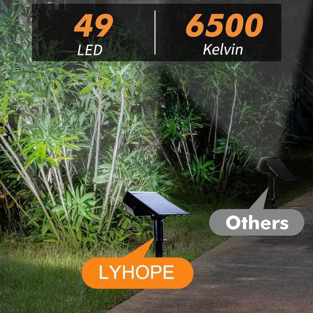 Alt view image 4 of 7 - Solar Spot Light Outdoor, 49 LED Lights for Outside, 2 Modes Solar Powered Spotlights, Waterproof Pathway Light for Garden Yard Walkway Driveway Landscape Decorations (4 Pack-Cool White)