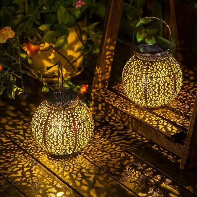 Main image of 2Pack Solar Outdoor Lanterns Waterproof, Garden Gifts for Mom, Rose Solar Garden Decor , Warm White Table Lights for Yard Art, Porch, Mothers Day Grandma Wife (Antique Bronze )