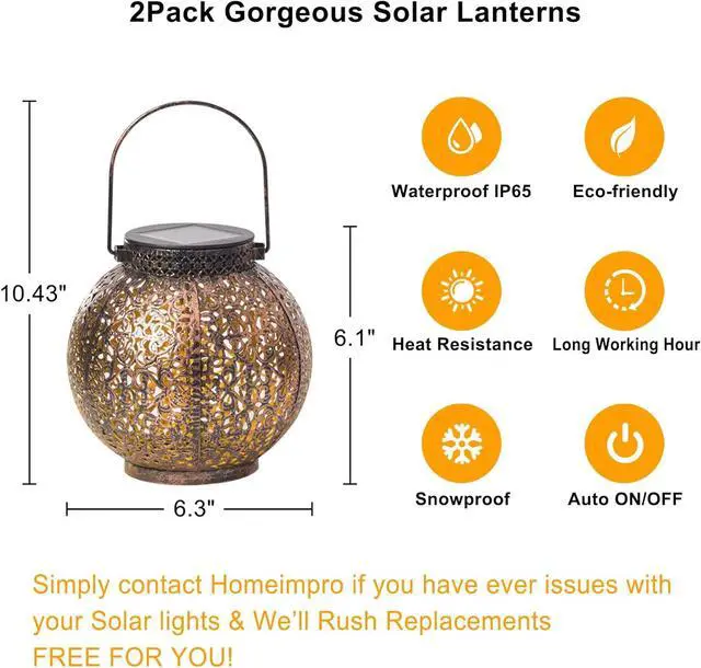 Alt view image 5 of 7 - 2Pack Solar Outdoor Lanterns Waterproof, Garden Gifts for Mom, Rose Solar Garden Decor , Warm White Table Lights for Yard Art, Porch, Mothers Day Grandma Wife (Antique Bronze )