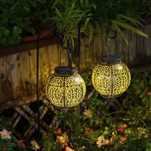 Alt view image 7 of 7 - 2Pack Solar Outdoor Lanterns Waterproof, Garden Gifts for Mom, Rose Solar Garden Decor , Warm White Table Lights for Yard Art, Porch, Mothers Day Grandma Wife (Antique Bronze )