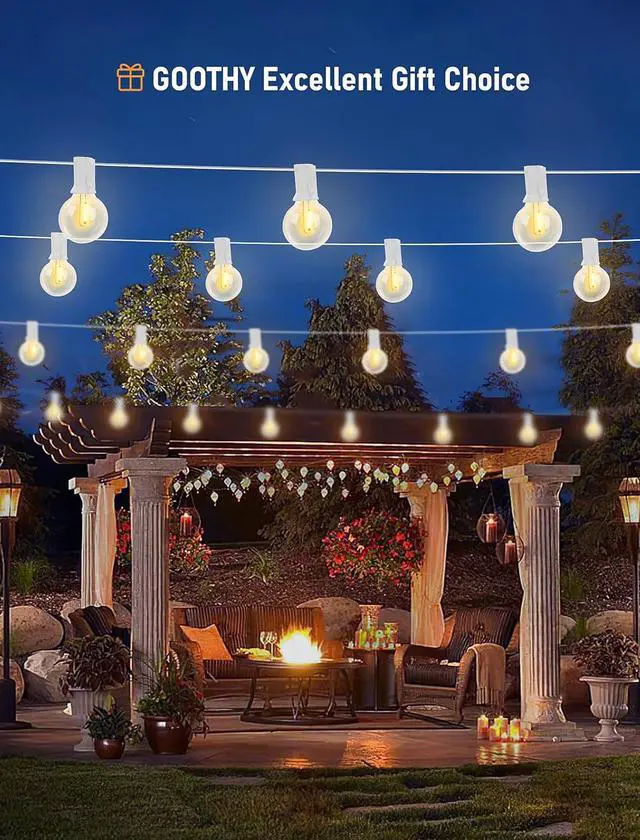 Alt view image 6 of 7 - 25Ft LED Outdoor String Lights, G40 Globe Patio String Lights Waterproof with 27 Shatterproof Bulbs, Hanging Outdoor Christmas Decorations Lights for Backyard Garden Bistro Wedding Party Decor, White
