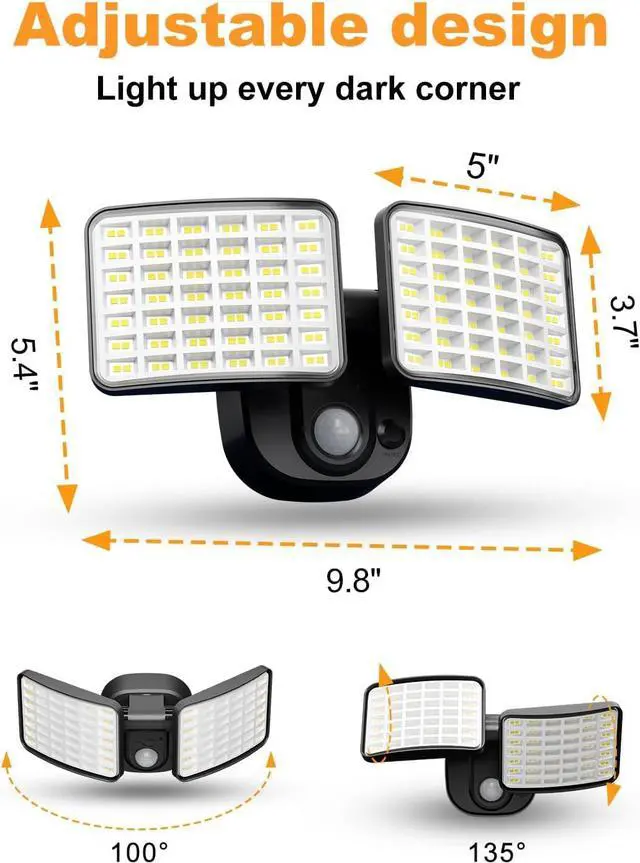 Alt view image 7 of 7 - Rechargeable Battery Motion Light, 2500LM & 4000LM Dual Modes Motion Sensor Security Lights, USB Charging Wireless Flood Light Battery Powered, LED Outdoor Lights for Garage,Yard,Porch,Shed
