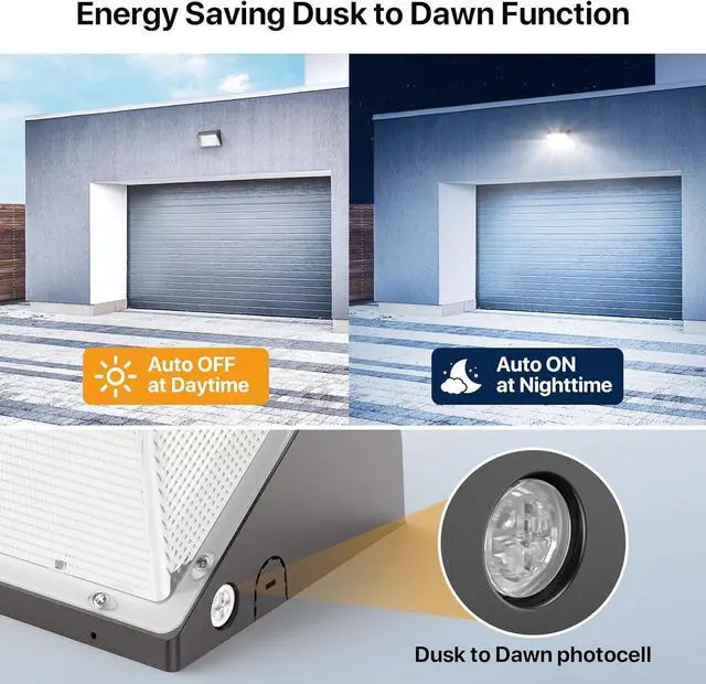 Alt view image 3 of 6 - 120W LED Wall Pack Light with Dusk to Dawn Photocell 18,000LM(150LM/W) Wall Mount Flood Light Outdoor IP65 Waterproof 5000K Led Security Commercial Area Lighting for Yard, Garage, Barn