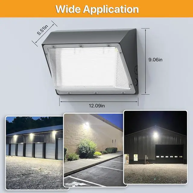 Alt view image 6 of 6 - 120W LED Wall Pack Light with Dusk to Dawn Photocell 18,000LM(150LM/W) Wall Mount Flood Light Outdoor IP65 Waterproof 5000K Led Security Commercial Area Lighting for Yard, Garage, Barn