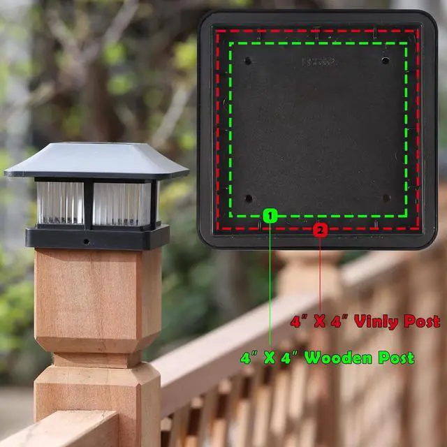 Alt view image 3 of 7 - Dynaming Solar Flame Post Cap Lights Outdoor, Solar Powered Fence Post Light, Flickering Flame LED Lantern Lamps Waterproof for Garden Deck Patio, Fit 4x4 Wooden/Vinyl Posts, 8 Pack