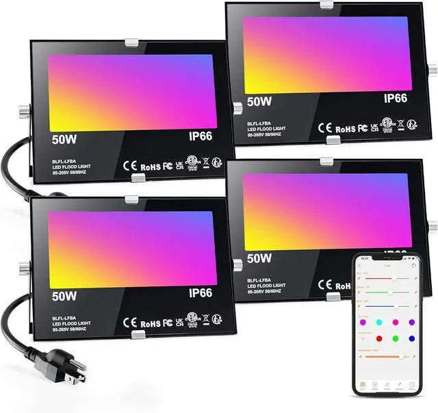 Main image of ChangM LED Flood Light Outdoor 500W Equivalent,Bluetooth RGB Flood Lights with APP Control, DIY Scenes,IP66 Waterprooof,Timing,Warm White 2700K Color Uplight