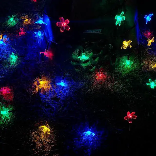 Alt view image 6 of 6 - Solar Flower String Lights Outdoor, 100 LED Waterproof Decorative Lights for Outside, Solar Powered for Yard, Lawn, Fence, Garden, Christmas Tree (Multi-Colored)