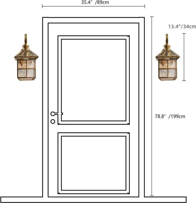 Alt view image 6 of 7 - Milaii Copper Brass Outdoor Wall Lights,13.4" Exterior Lantern Light Fixture Waterproof Anti-Rust Wall Mount Lamp with Clear Glass E26 Socket Porch Light for Garage Entryway Patio Balcony