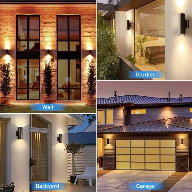 Alt view image 7 of 7 - wowlite Modern Outdoor Wall Light with Dusk to Dawn Sensor 2 Pack, LED Cylinder Up Down Wall Light Outdoor 2700K Warmlight Bronze Exterior Light Fixture, IP65 Waterproof Wall Sconce for Porch Garage