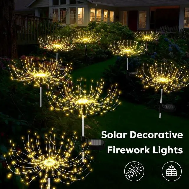 Alt view image 2 of 7 - Solar Fireworks Lights Outdoor Waterproof Garden Fairy Light Outside Solar Sparkles Landscape Lights 120 LED Decorative Outdoor for Backyard Patio Pathway Lawn Party Walkway Decor, 4 Pack