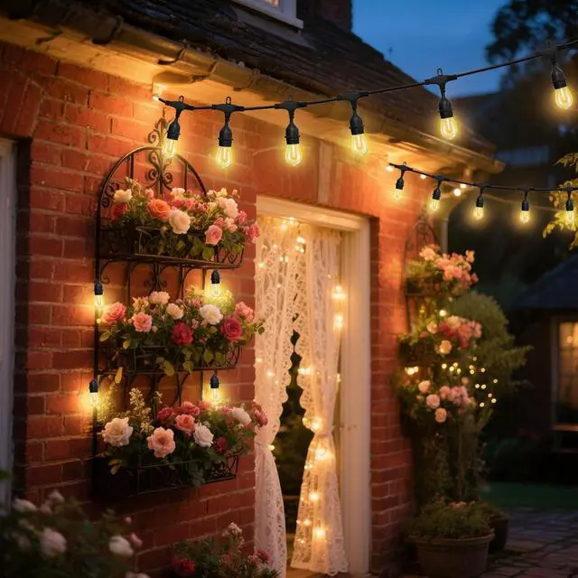 Alt view image 7 of 7 - Outdoor String Lights,150FT String Lights for Outside with 45+3 Shatterproof S14 LED Bulbs,Outdoor Lights for Backyard,Market,Bistro,2700K WarmWhite (3-Pack)