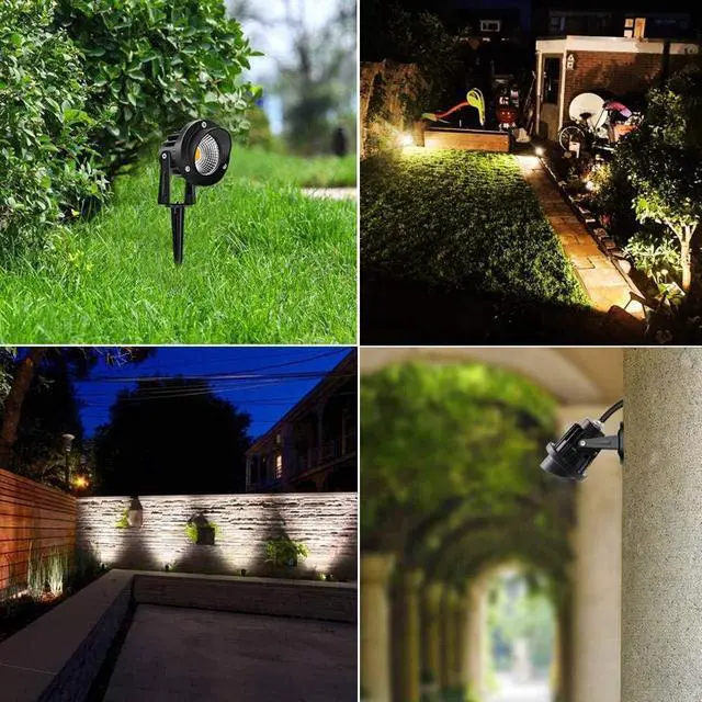 Alt view image 6 of 7 - Romwish 120V LED Landscape Lights, 10W 120V Outdoor Landscape Lighting with Ground Spike, 3000K Warm White, IP65 Waterproof Outdoor Spotlight for Lawn, Garden, Yard, Flag Light (Pack of 6)