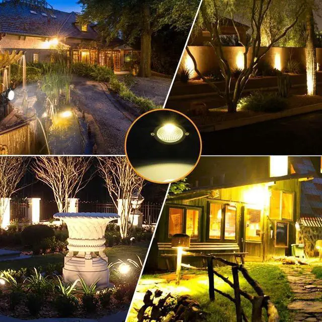 Alt view image 7 of 7 - Romwish 120V LED Landscape Lights, 10W 120V Outdoor Landscape Lighting with Ground Spike, 3000K Warm White, IP65 Waterproof Outdoor Spotlight for Lawn, Garden, Yard, Flag Light (Pack of 6)
