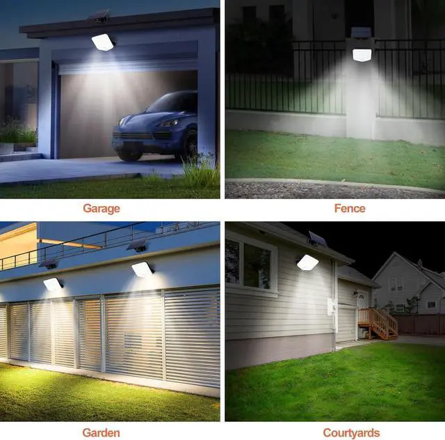 Alt view image 5 of 6 - 153 LED Solar Wall Lights, 180°Beam Angle Solar Security Lights Outdoor, Solar Powered Motion Sensor Lights Outside with Remote, Waterproof Flood Light for Porch, Patio,Yard,Garage,2 Pack