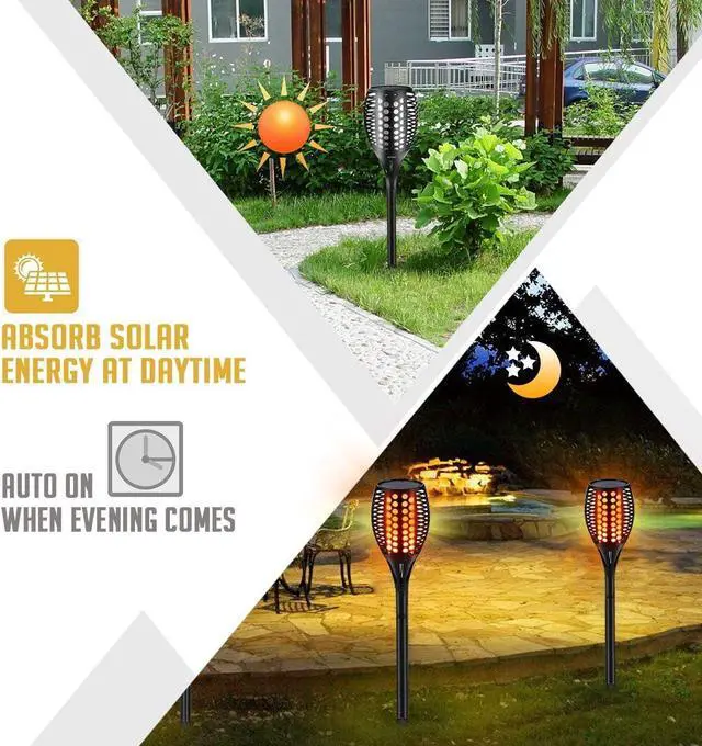 Alt view image 3 of 7 - Aityvert Upgraded Solar Torch Lights 43 inches Flickering Dancing Flames Waterproof Outdoor Landscape Decorations Lighting Dusk to Dawn Auto On/Off Solar Lights for Halloween Christmas 2-Pack