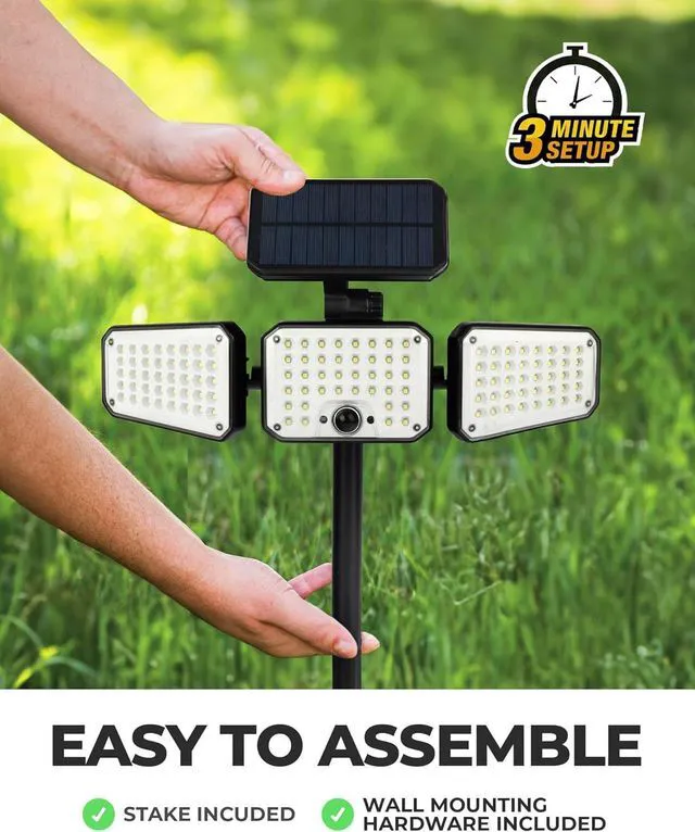 Alt view image 5 of 6 - Bell+Howell Bionic Flood Light AS SEEN ON TV, 500 Lumen Deluxe Version Bionic Floodlight, LED Solar Flood Lights Outdoor Motion Sensor Waterproof Solar Security Lights with 360° 3 Panel Design