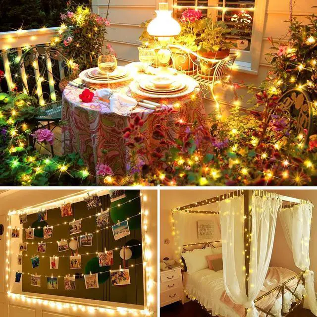 Alt view image 2 of 7 - KNONEW 400FT Outdoor Christmas Fairy Lights Plug in,1200 LED String Lights Outdoor Waterproof 8 Modes Memory Times for Wedding Bedroom Walls Garden Trees Decoration(Warm White)
