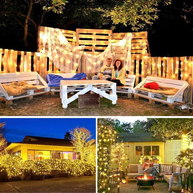 Alt view image 4 of 7 - KNONEW 400FT Outdoor Christmas Fairy Lights Plug in,1200 LED String Lights Outdoor Waterproof 8 Modes Memory Times for Wedding Bedroom Walls Garden Trees Decoration(Warm White)