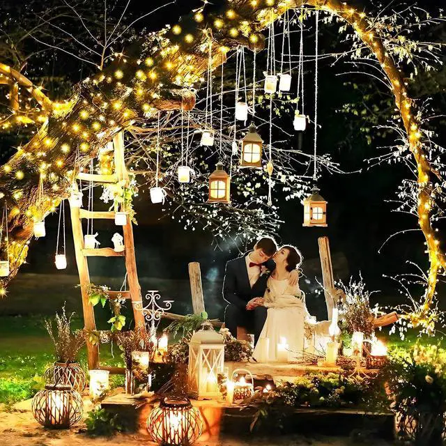 Alt view image 5 of 7 - KNONEW 400FT Outdoor Christmas Fairy Lights Plug in,1200 LED String Lights Outdoor Waterproof 8 Modes Memory Times for Wedding Bedroom Walls Garden Trees Decoration(Warm White)