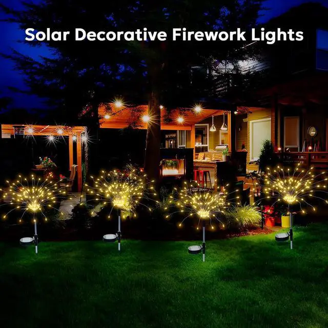 Alt view image 3 of 7 - Solar Fireworks Lights Outdoor Waterproof Garden Fairy Light Outside Solar Sparkles Landscape Lights 120 LED Decorative Outdoor for Backyard Patio Pathway Lawn Party Walkway Decor, 4 Pack