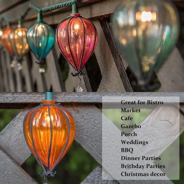 Alt view image 3 of 7 - 11FT Multicolor String Lights with 10 Bulbs, Colored Backyard Patio Indoor/Outdoor UL Listed String Lights,Hanging for Bistro Tents Market Cafe Gazebo Porch Party Wedding
