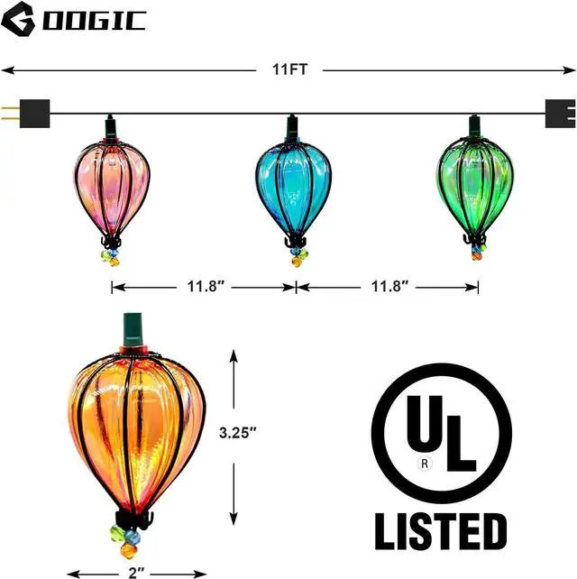 Alt view image 4 of 7 - 11FT Multicolor String Lights with 10 Bulbs, Colored Backyard Patio Indoor/Outdoor UL Listed String Lights,Hanging for Bistro Tents Market Cafe Gazebo Porch Party Wedding