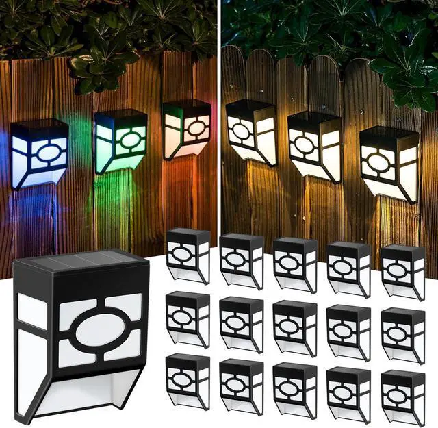 Main image of SOLPEX 16 Pack Solar Deck Lights Outdoor, Solar Fence Lights2 Modes Christmas Garden Decoration Lights,RBG/Warm White LED Decorative Lighting for GardenYardPostPath&Driveway