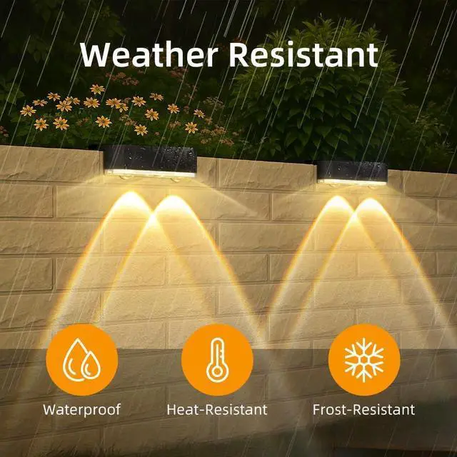 Alt view image 4 of 6 - Peasur Solar Fence Lights Outdoor 8 Pack, Deck Light Solar Powered, Waterproof LED Step Lights for Railing Yard Patio Outside Wall(Warm White)