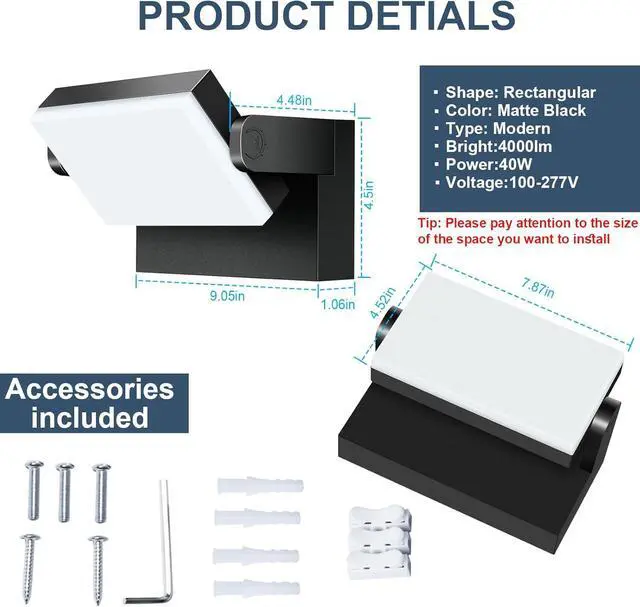 Alt view image 3 of 7 - 40W LED Wall Light, 4000LM 5000K 360° Wide-Angle Exterior Wall Floodlights, IP66 Waterproof Commercial Outdoor Wall Mount Fixture Wall Pack Security Ideal Lighting for Garage(4 Packs)