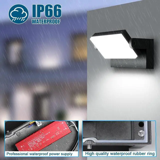Alt view image 5 of 7 - 40W LED Wall Light, 4000LM 5000K 360° Wide-Angle Exterior Wall Floodlights, IP66 Waterproof Commercial Outdoor Wall Mount Fixture Wall Pack Security Ideal Lighting for Garage(4 Packs)