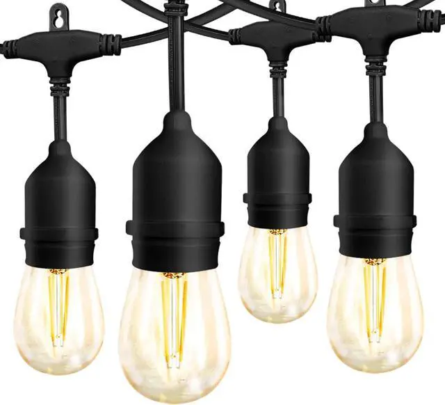 Main image of Banord Outdoor String Lights Commercial Grade 96ft Waterproof with 30 S14 Shatterproof Dimmable LED Bulbs, Heavy Duty Hanging Lights for Patio Garden Backyard Decoration, 2W 2x48ft Strands