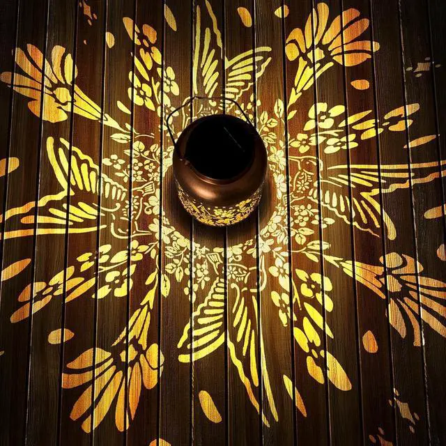 Alt view image 2 of 6 - Birthday Gifts for Women Mom Grandma Solar Lantern Outdoor Waterproof, Gardening Gifts for Women, Hummingbird Garden Decor Hanging Solar Lights Yard Decorations Outdoor, Backyard, Patio, Porch