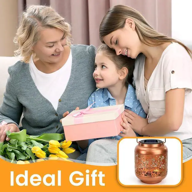 Alt view image 5 of 6 - Birthday Gifts for Women Mom Grandma Solar Lantern Outdoor Waterproof, Gardening Gifts for Women, Hummingbird Garden Decor Hanging Solar Lights Yard Decorations Outdoor, Backyard, Patio, Porch