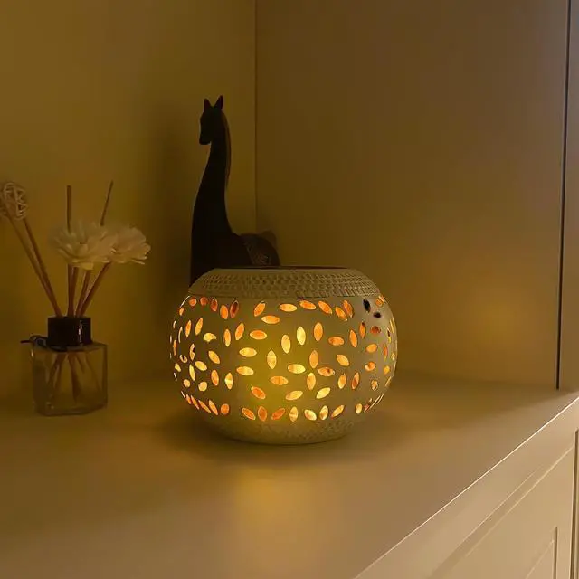 Alt view image 7 of 7 - Solar Table Lanterns Outdoor Waterproof-2PACK Dancing Flickering Flame Solar Lights,White Metal Desktop Decorative Lamps for Gifts for Women Mom Desk Patio Garden Yard Decor