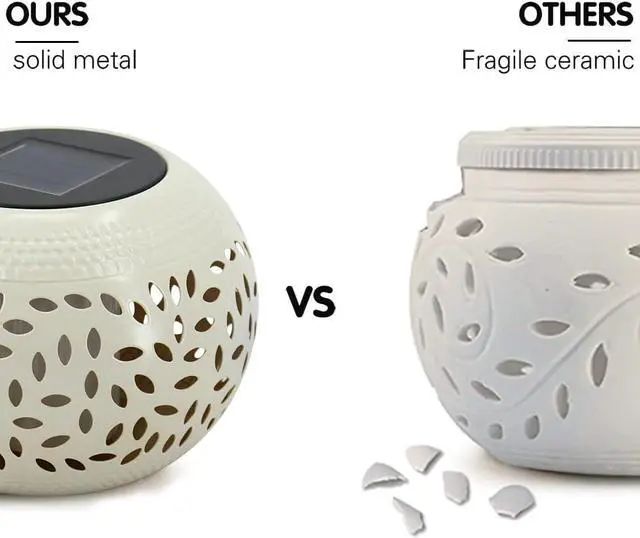 Alt view image 5 of 7 - Solar Table Lanterns Outdoor Waterproof-2PACK Dancing Flickering Flame Solar Lights,White Metal Desktop Decorative Lamps for Gifts for Women Mom Desk Patio Garden Yard Decor