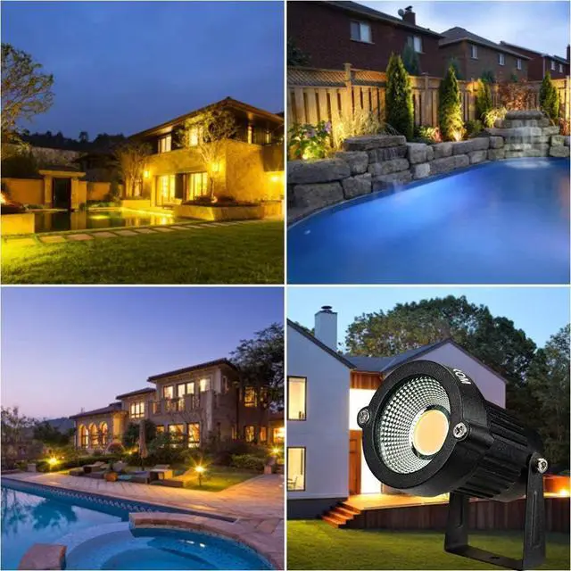 Alt view image 6 of 6 - Landscape Outdoor,IP65 Waterproof Garden Spotlights,5W AC 120V Yard Flood Light,Metal Ground Stake Lawn,3200K LED Spotlight with 1.5M UL-Listed Cord and 3-Plug (2 Packs)