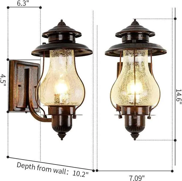 Alt view image 6 of 7 - Dusk to Dawn Sensor Outdoor Wall Sconce Vintage Outside Lighting Fixture Wall Mount With Photocell, Waterproof Wall Lantern Oil Rubbed Brown Porch Lights, Rustic Exterior Wall Lamp for House, Garage