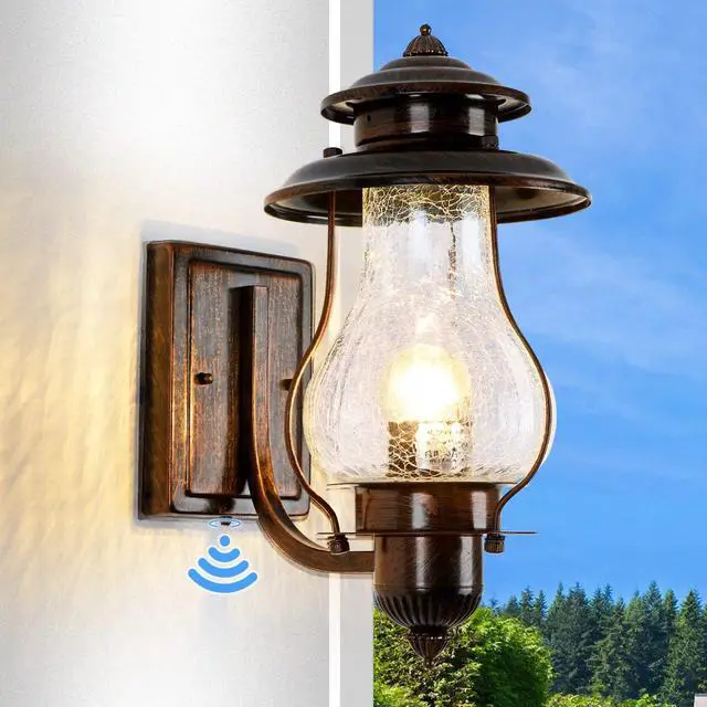 Alt view image 7 of 7 - Dusk to Dawn Sensor Outdoor Wall Sconce Vintage Outside Lighting Fixture Wall Mount With Photocell, Waterproof Wall Lantern Oil Rubbed Brown Porch Lights, Rustic Exterior Wall Lamp for House, Garage