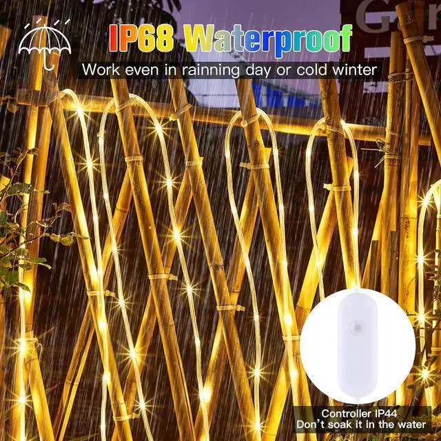 Alt view image 3 of 7 - 99Ft LED Rope Lights Outdoor, 18 Colors Changing Fairy String Light Plug in with Remote, IP68 Waterproof 300 LEDs Multicolor Twinkle Christmas Lights for Bedroom Patio Halloween Holiday Decor