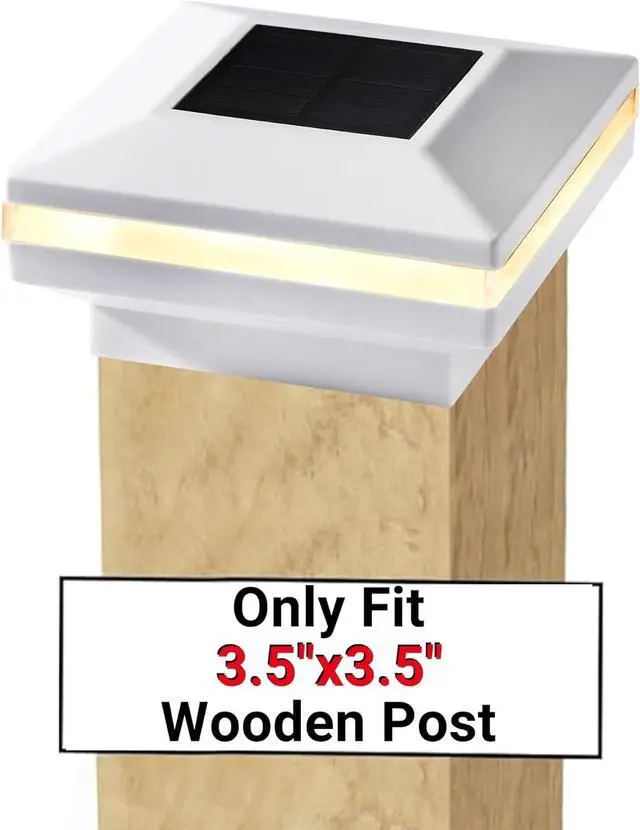 Alt view image 3 of 7 - Dynaming 12 Pack Solar Post Lights, Outdoor Solar Powered Decorative Post Cap Light, White Shell & Warm White LED Lighting for Fence Deck Patio, Only Fit 3.5"x3.5" Wooden Posts