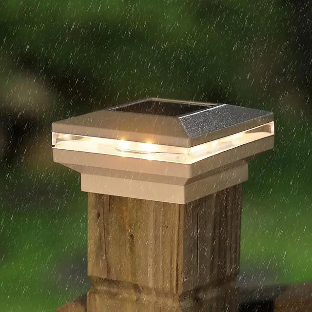 Alt view image 7 of 7 - Dynaming 12 Pack Solar Post Lights, Outdoor Solar Powered Decorative Post Cap Light, White Shell & Warm White LED Lighting for Fence Deck Patio, Only Fit 3.5"x3.5" Wooden Posts
