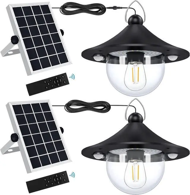 Main image of Solar Barn Lights Indoor Outdoor Shed Light Solar Powered with Remote & Motion Sensor, Waterproof Solar Hanging Pendant Lamp for Porch, Inside Home, Farmhouse, Gazebo, Chicken Coop, Daytime Available