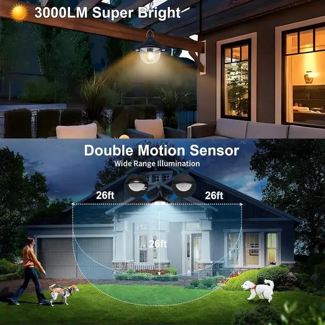 Alt view image 2 of 7 - Solar Barn Lights Indoor Outdoor Shed Light Solar Powered with Remote & Motion Sensor, Waterproof Solar Hanging Pendant Lamp for Porch, Inside Home, Farmhouse, Gazebo, Chicken Coop, Daytime Available