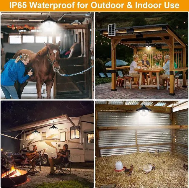 Alt view image 6 of 7 - Solar Barn Lights Indoor Outdoor Shed Light Solar Powered with Remote & Motion Sensor, Waterproof Solar Hanging Pendant Lamp for Porch, Inside Home, Farmhouse, Gazebo, Chicken Coop, Daytime Available